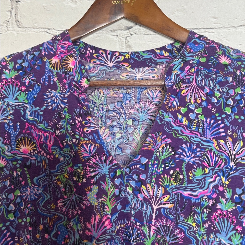 Lilly Pulitzer Dark Purple Floral V-Neck Tiered Dress Size Small - Picture 4 of 13